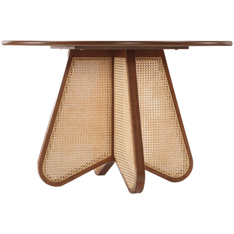 Lamarr Round Dining Table, Walnut/Walnut/Beige