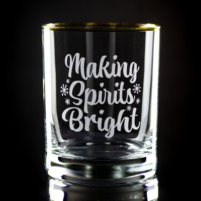 Making Spirits Bright Gold Rimmed Rocks Glass (Set of 2)