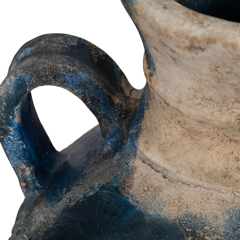 Vase décoratif en terre cuite avec motif texturé rustique et poignées doubles, décor contemporain élégant pour les espaces modernes
