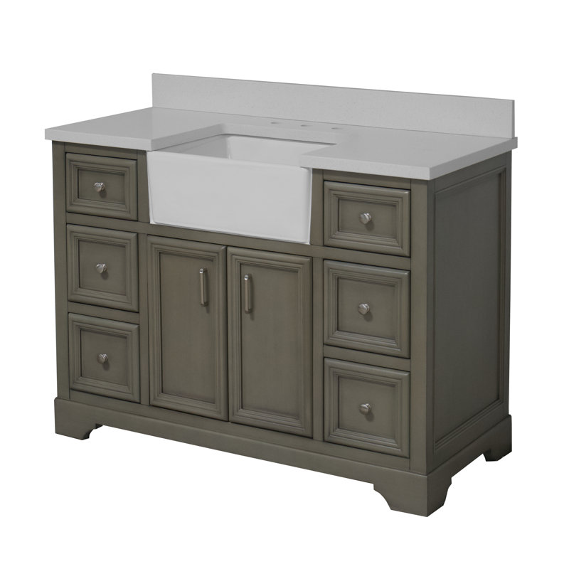 Ensemble de meuble-lavabo simple de 48 po Emiliano, Quartz, Gris patiné