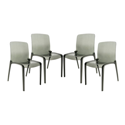 Lade Transparent Plastic Stackable Dining Chair with Waterfall Edge Seat – Lightweight Versatile Accent & Kitchen Side Chair, No Assembly Required