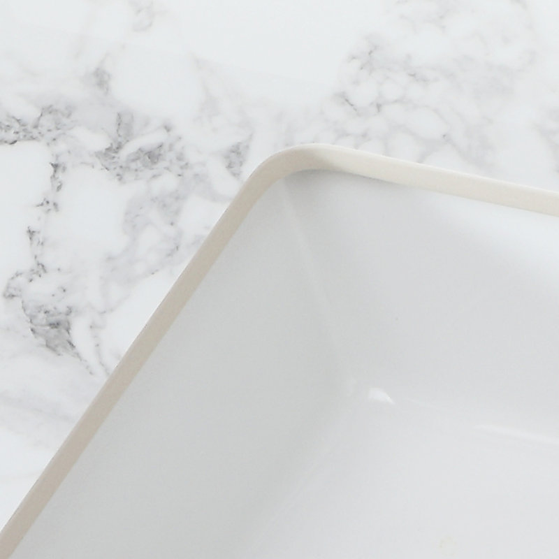 Lavabo de salle de bain 37 po x 22 po - Lavabo rectangulaire en céramique frittée blanc en céramique polyvalent pour différents styles et appareils pratiques