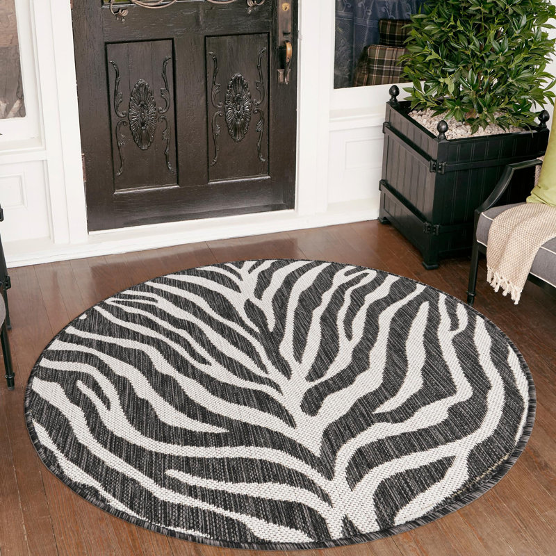 Tapis intérieur / extérieur blanc Phocas, Rond 4 pi