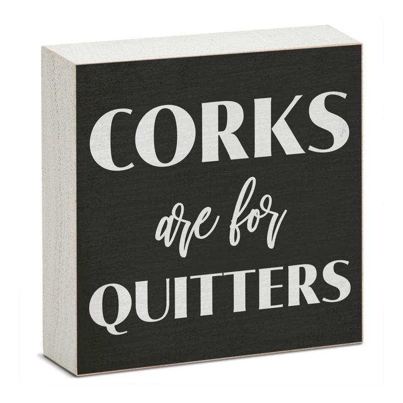 Jenavecia Corks Decorative Freestanding Wood Block Sign