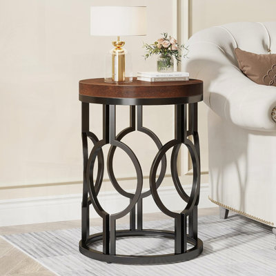 Table d'appoint de luxe industrielle 20 po avec structure en métal robuste, mobilier haut de gamme haut de gamme
