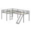 Space-Saving Designed L-Shaped Loft Bed With Ladder And Slide-795117452