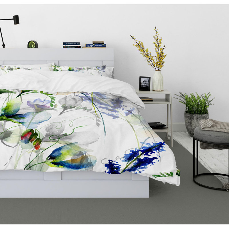 Sweet Flowers Polyester Twill Duvet Cover, Twin Duvet Cover + 1 Pillow Case