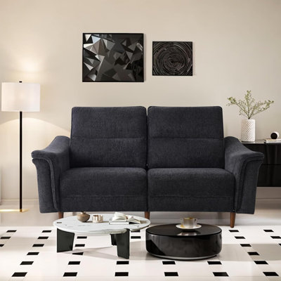 2/3 Seat Upholstered Modular Modern Sofa Chenille Curved Arm Couch Deep Seat High Back  with Removable Cushion and Wooden Legs, Oversized
