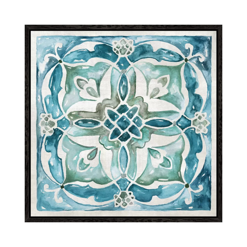 Caribbean Tile III 1 Piece Painting on Canvas, 93.98 cm H x 93.98 cm W, Black Framed Canvas
