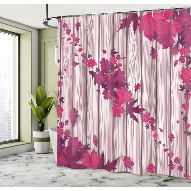 Ensemble de rideau de douche et crochets Autumn, H 69 po x l 70 po, Magenta