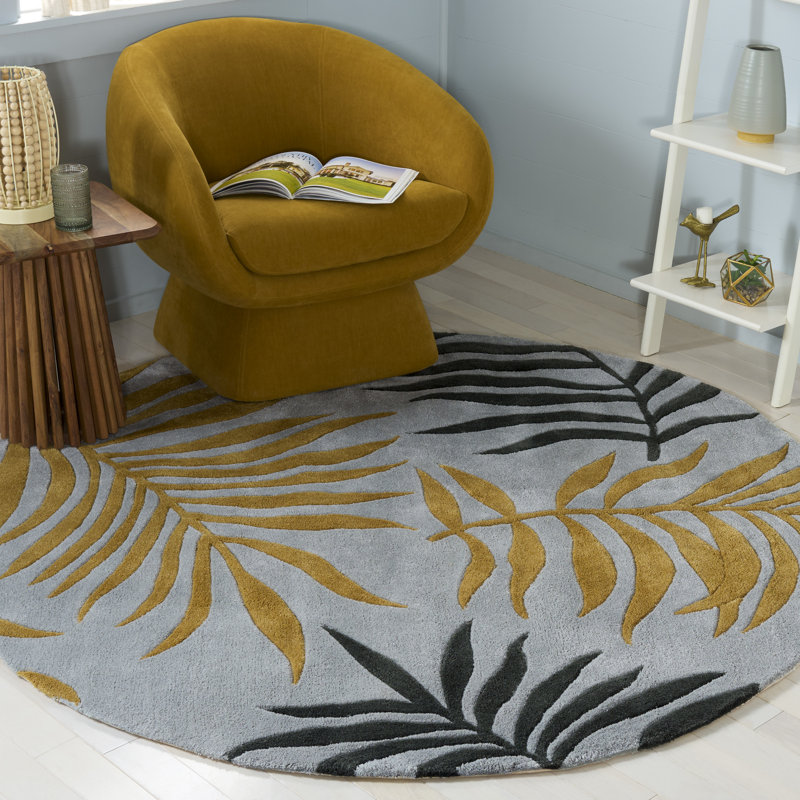 Tapis à motif floral crocheté à la main Gainesville, Rond 6 pi