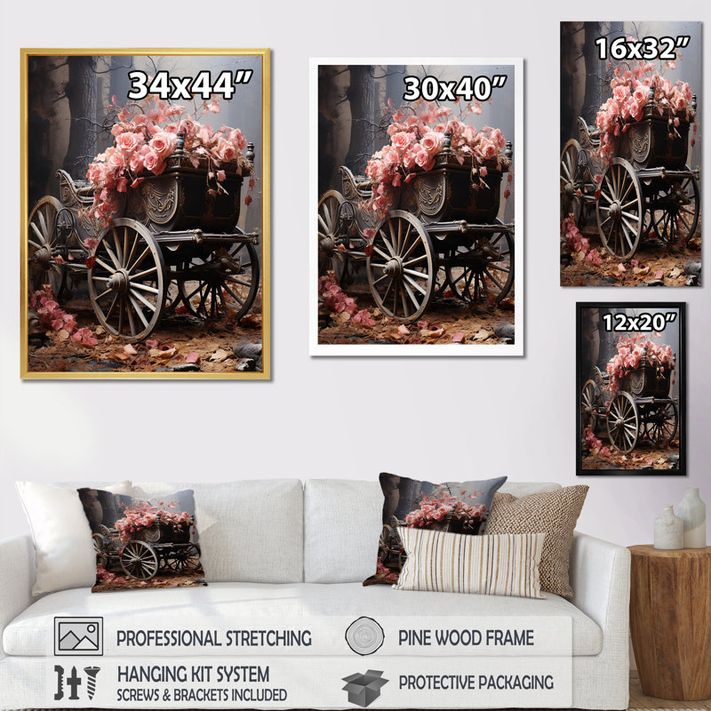 Romantisme, voiture de mariage rose II, Toile tendue, H 32 po x l 16 po x P 1 po