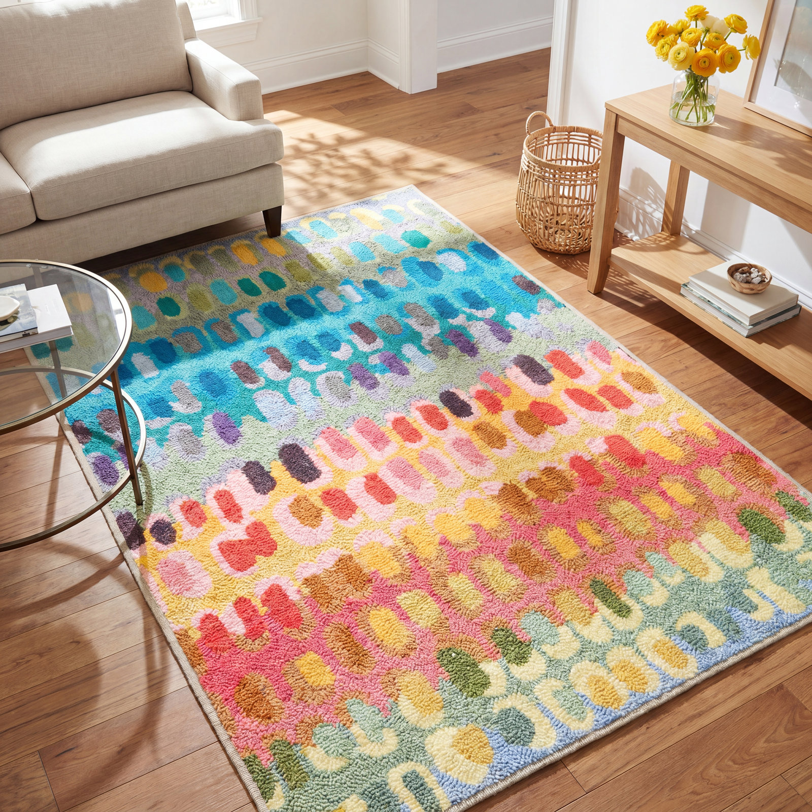 Paint Chip Multi Machine Washable Abstract Rug, Rectangle 9'6" x 13'6"