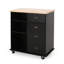 Chariot de cuisine en bois noir - 2 tiroirs, 1 porte 31,41 l x P 18,18 P 35,03 H Design moderne, facile à assembler avec tiroirs + bois contemporain, nécessaire-1874772985