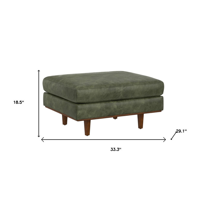 Repose-pieds 33 po en cuir véritable vert mousse et brun