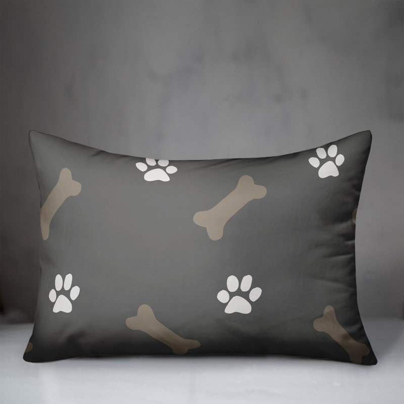 Gray Rectangular Animal Print Indoor/Outdoor Throw Pillow