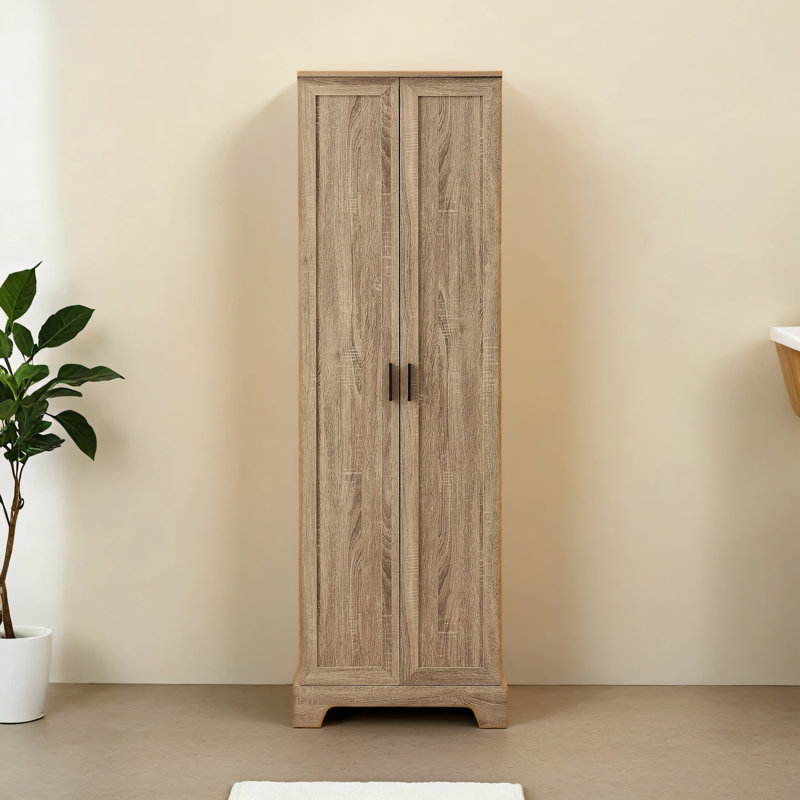Armoire à linge autoportante en panneau de fibres à densité moyenne Nelsie, Brun