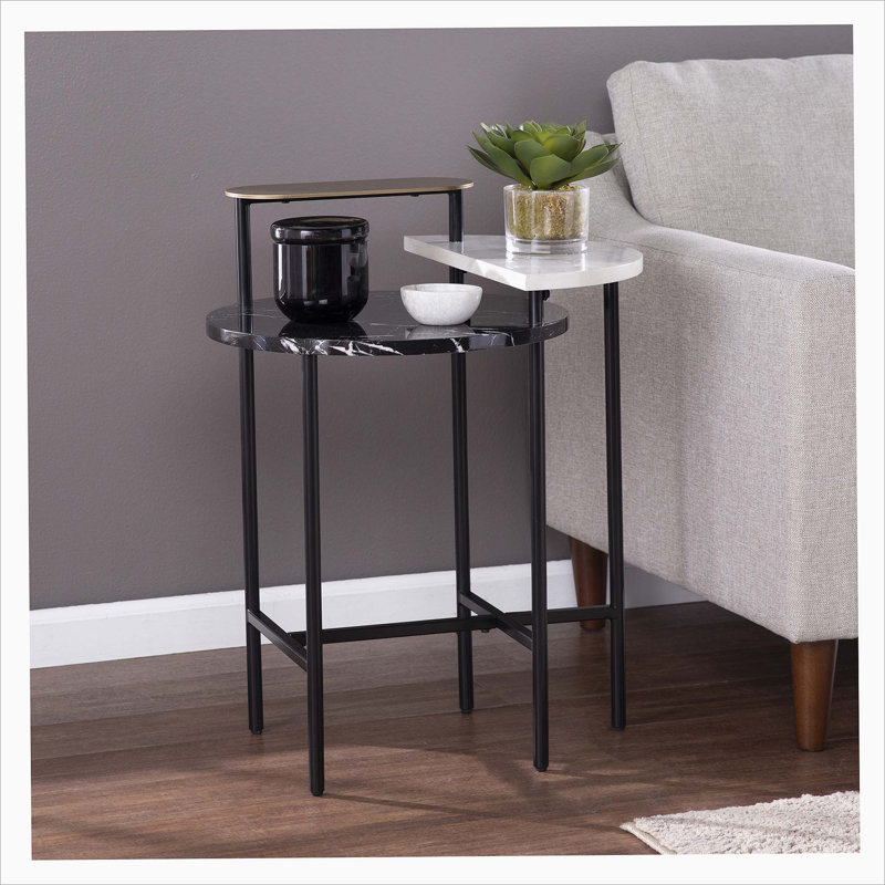 Arcklid Faux Marble End Table w/ Storage