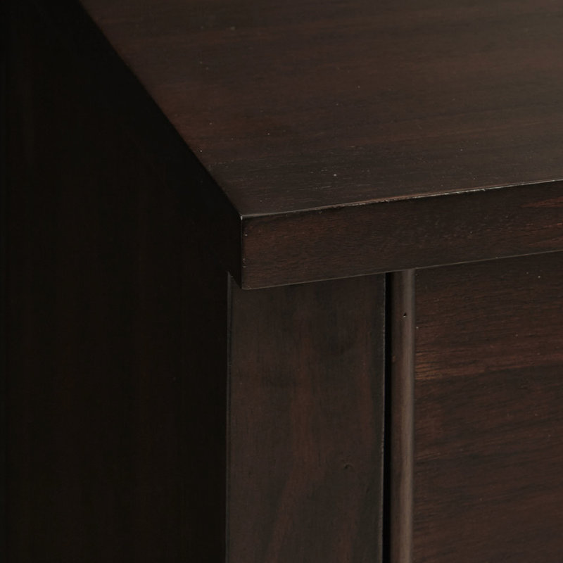 Commode décorative - 2 tiroirs en bois massif de style classique avec cadre en bois et rangement foncé