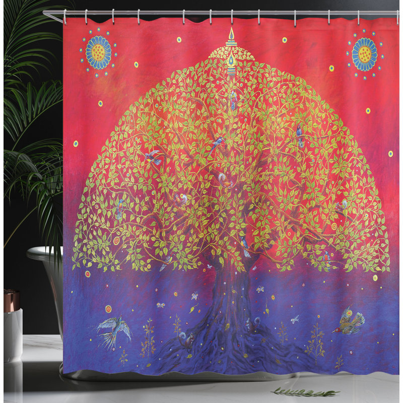 Floral Shower Curtain with Hooks Included, 69" W x 75" L