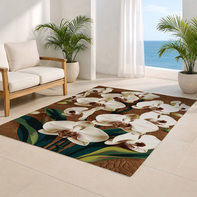 Tapis beige d'intérieur et d'extérieur Botanical