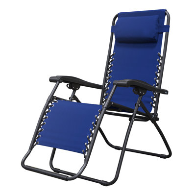 Ebern Designs Zero Gravity Outdoor Folding Camping Patio Lounge Chair, Blue