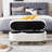 Morganstern Sherpa Fabric Upholstered Oval Storage Bench with Metal Legs