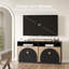 Meuble télé 65 po cannelé, meuble télé Mid-Century avec armoires de rangement et tablettes ouvertes, meuble télé avec console média-693043541