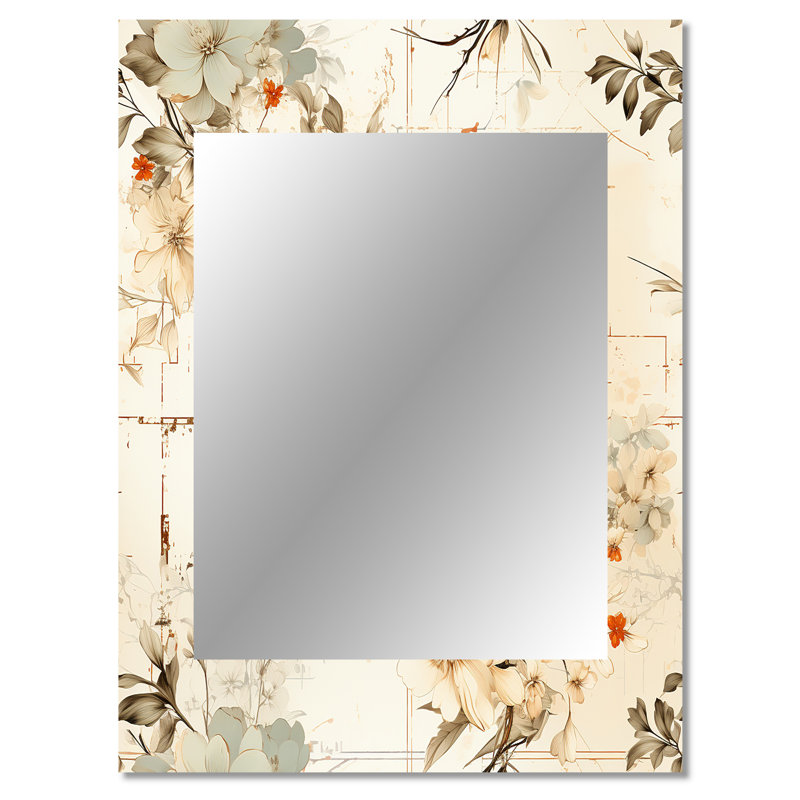 Almonor beige rétro Countryhouse Flower Harmony - miroir patchwork, miroir mural décoratif patchwork, impression d'art en métal