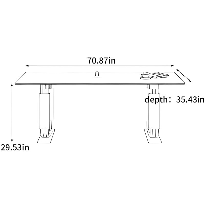 Petite table de salle à manger rétro, H 29,53 po x L 70,87 po x l 35,43 po