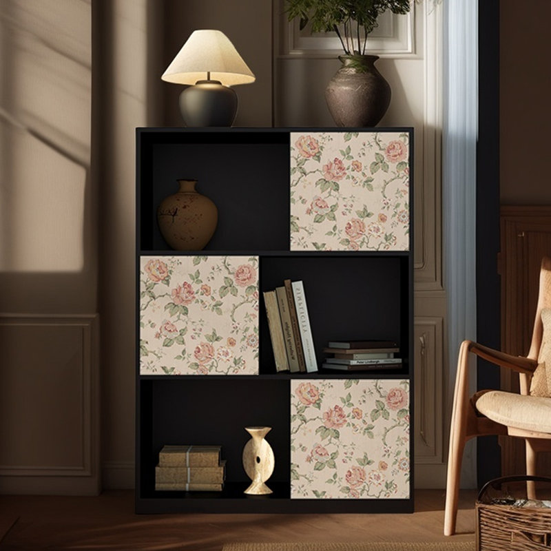 Modern magazine cabinet Wooden bookcase, Black