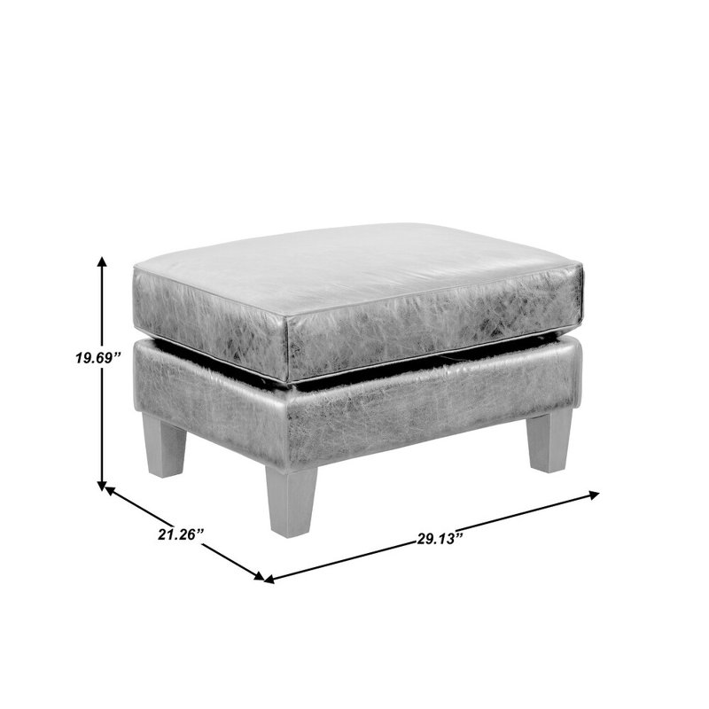 Asmunn Top Grain Leather Ottoman