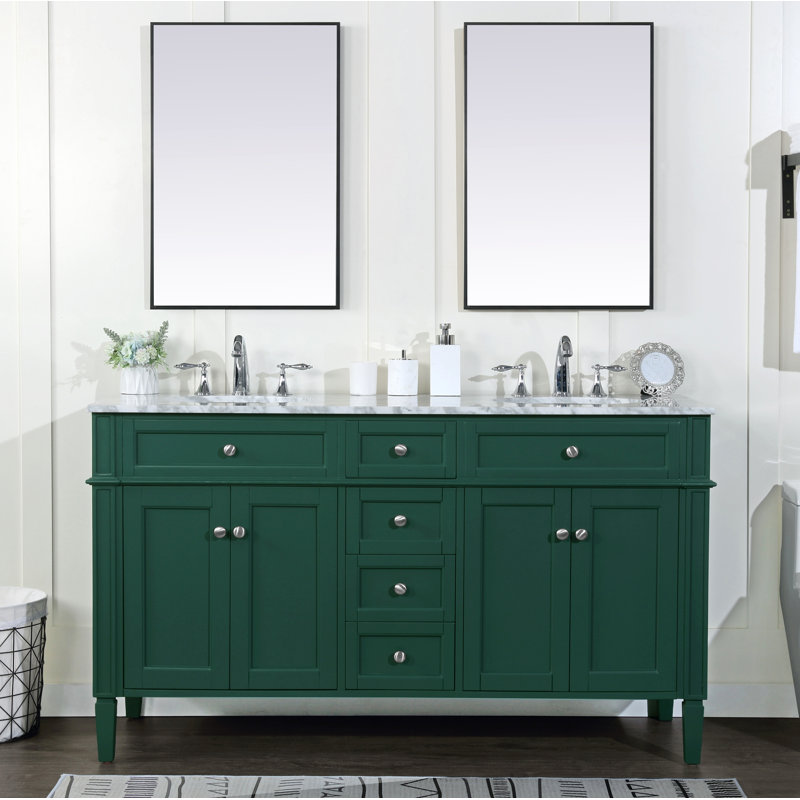 Ensemble de meuble-lavabo double 60 "Rivers, Vert