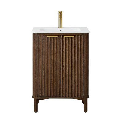 Meuble-lavabo simple 24 po avec comptoir en céramique blanche Mumbai