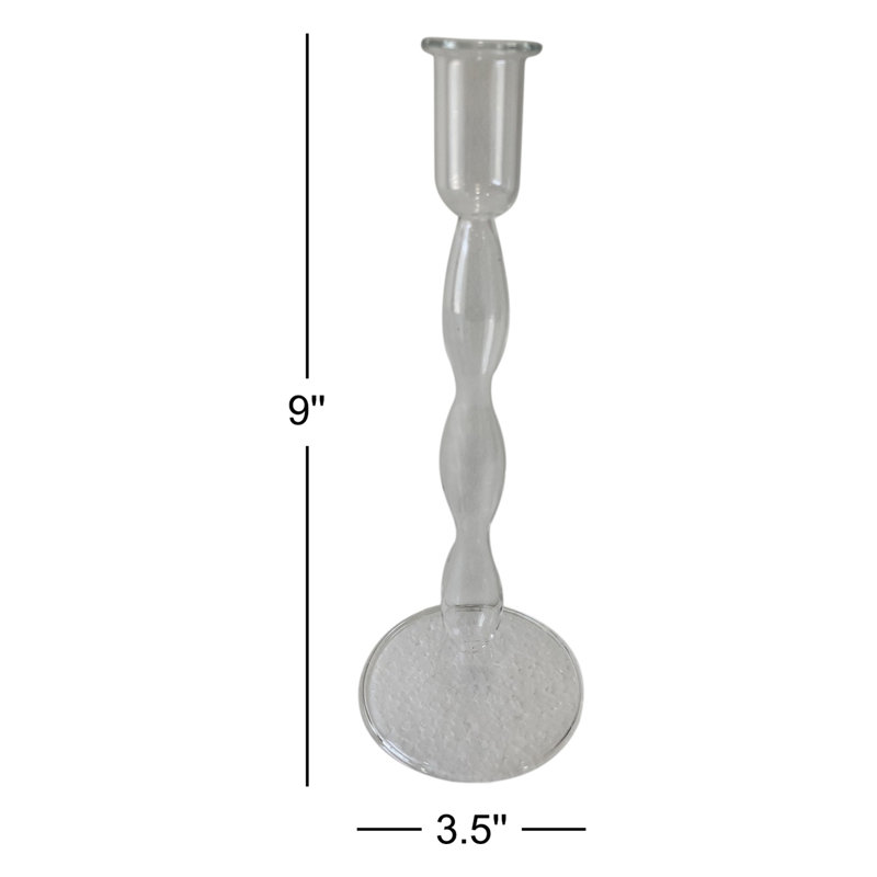Porte-bougie en verre transparent H 9 po et diamètre 3,5 po