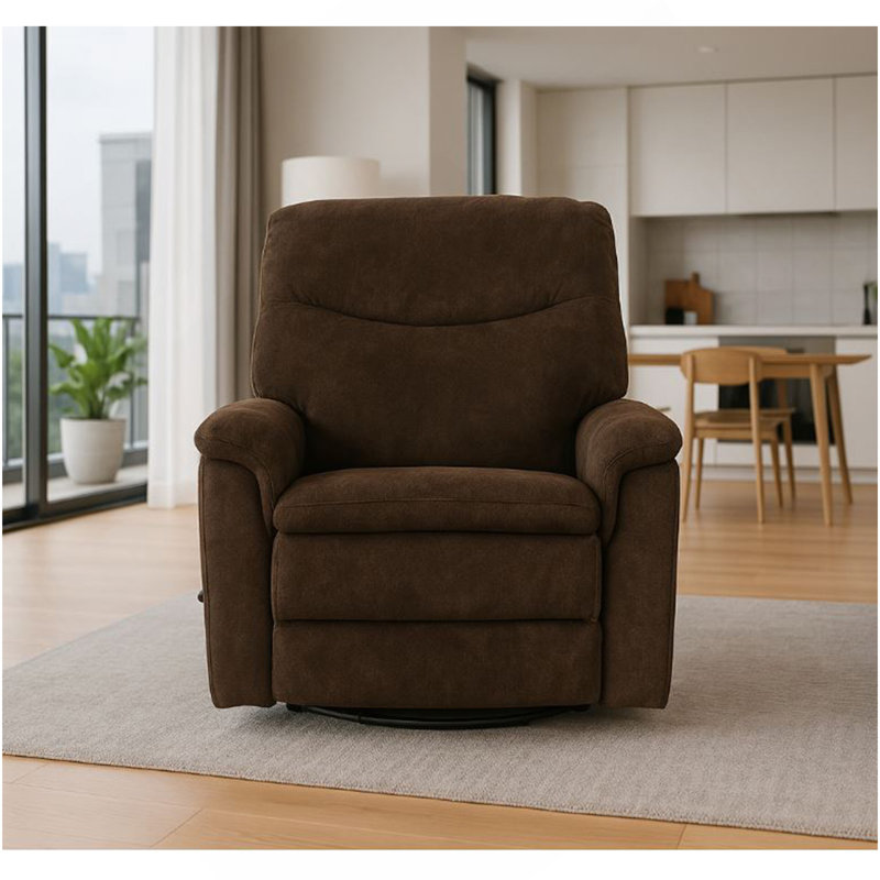 Fauteuil inclinable pivotant rembourré Man Wah, Chocolat