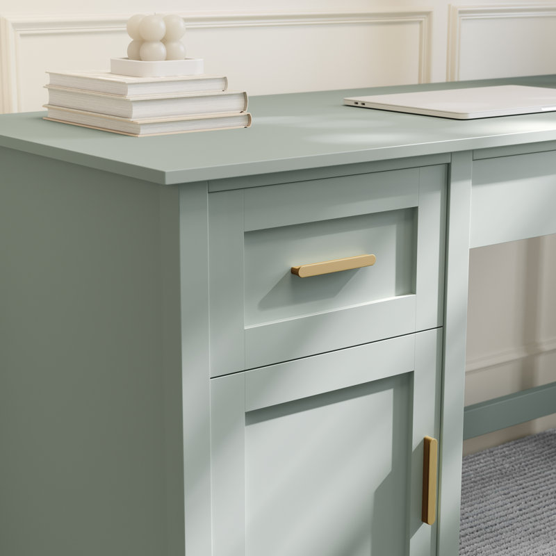 Martha Stewart Teague Shaker Style Home Office Desk with Storage, Green