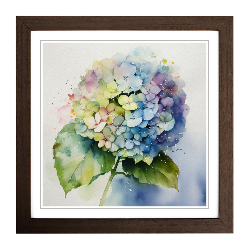 Hydrangea Watercolour No.4 - Framed Print, Walnut