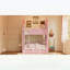 Lit superposé double avec tiroirs et tablettes de rangement, conception moderne en bois à deux tons, meubles de chambre à coucher peu encombrants, blanc et rose-133491255