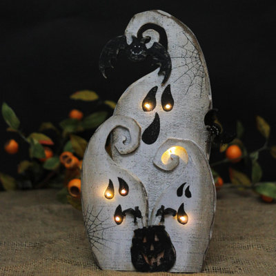 Décoration d'Halloween 14 "fantômes lumineux à piles 14" noir et blanc