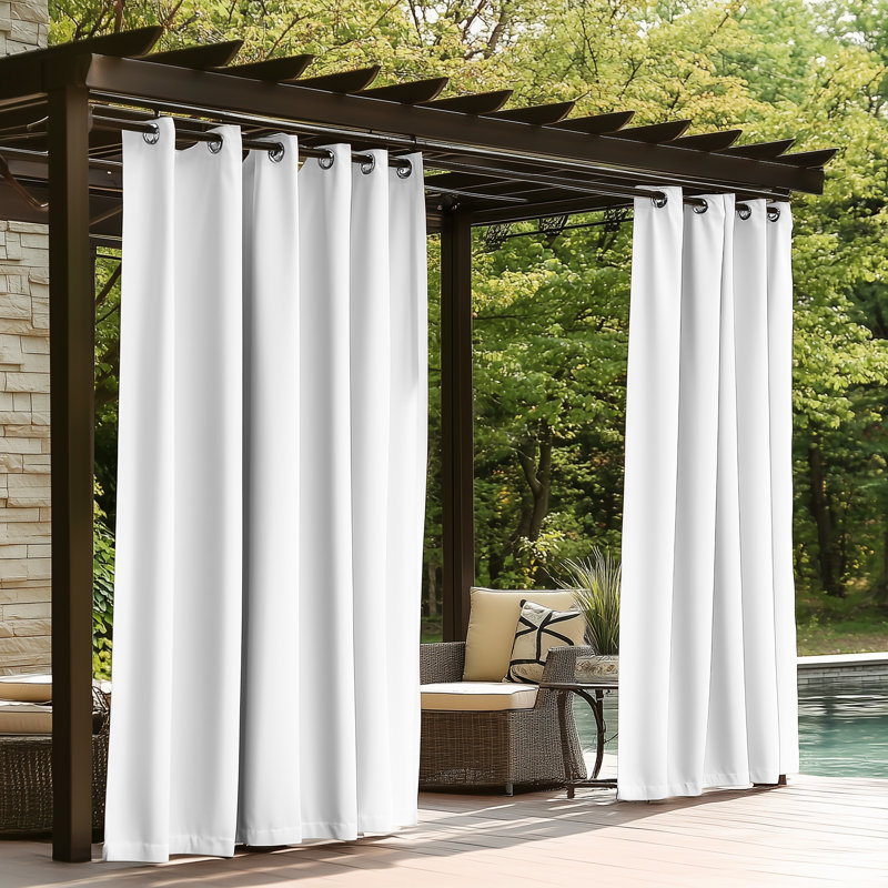 Waterproof Blackout Outdoor Curtains for Patio & Pergola – Premium Privacy & Weatherproof  - 1 Panel, White, 54" W x 84" L, 1