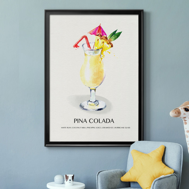 " Pina Colada " Painting Print, 36.5" H x 26.5" W  x 1" D, Black