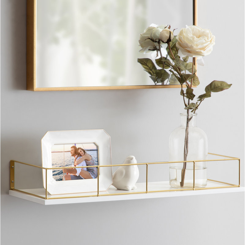 Stockard Accent Shelf, White/Gold