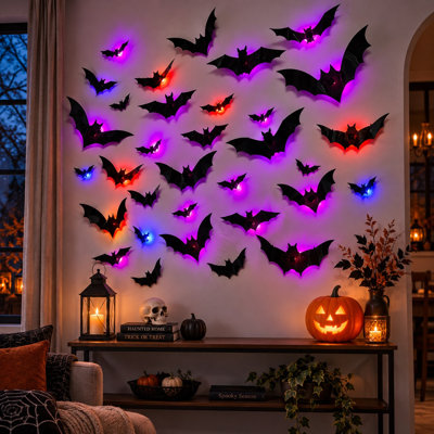 Ensemble de 36 pièces de décoration murale d'Halloween illuminée