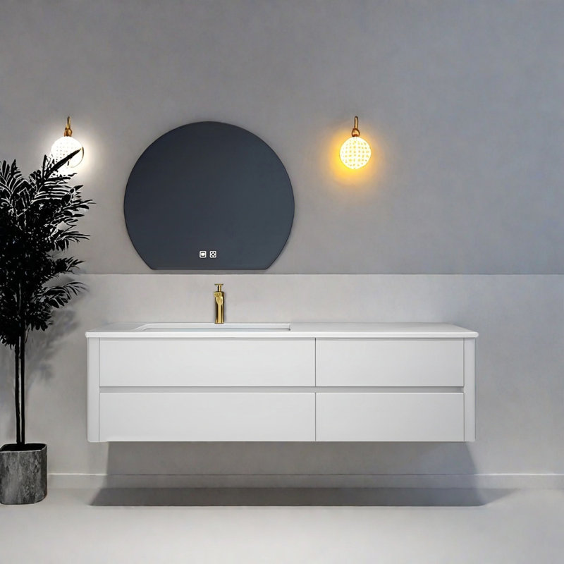 Armoire de salle de bain simple et moderne en bois massif, H 19,68 po x l 47,24 po x P 19,68 po