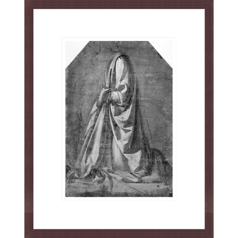 Drapery study for a kneeling figure seen in three-quarter profile to the left by Leonardo da Vinci -Framed Giclee Print