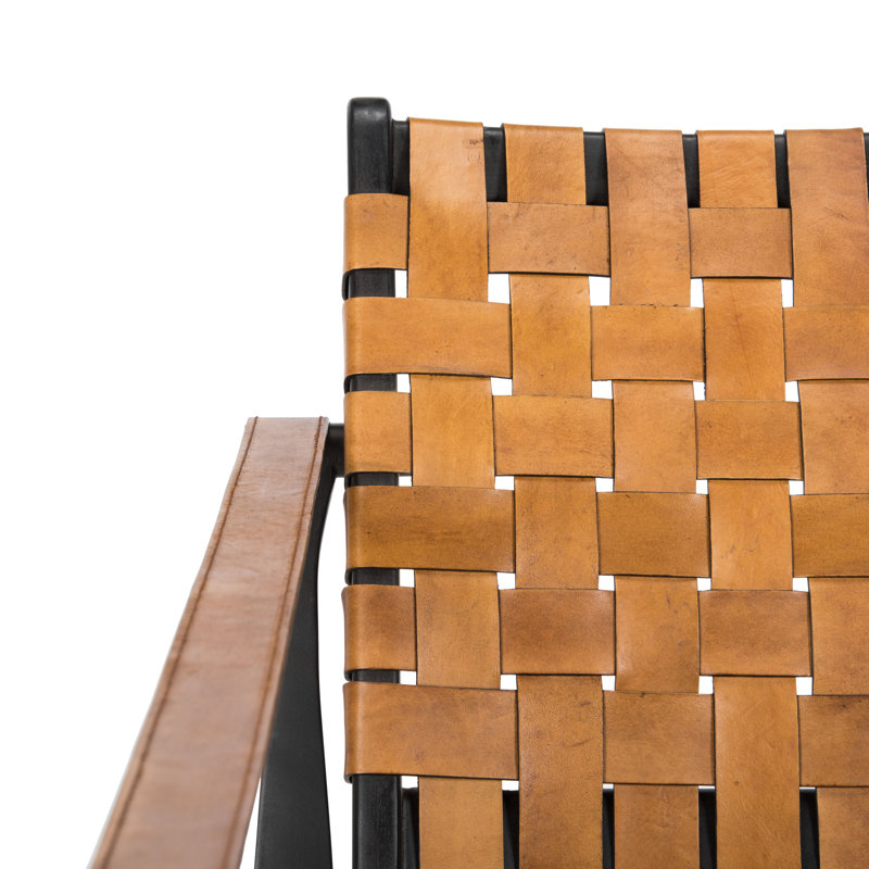 Armchair, Black, Brown Genuine Leather