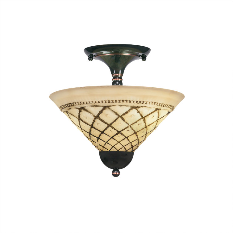 Semi-Flush 2 Bulbs With 12" Chocolate Icing Glass