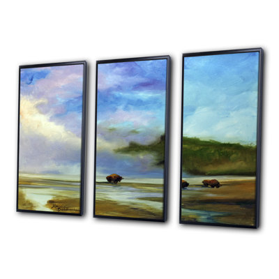 " Yellowstone Buffalo Landscape " 3 - Pieces