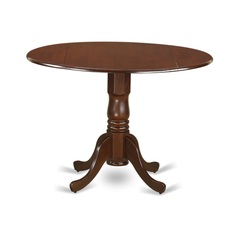 5 Piece Modern Dining Table Set Includes a Round Wooden Table with Dropleaf and 4 Kitchen Dining Chairs, 42x42 Inch, Mahogany